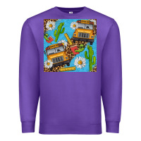 Purple school bus seamless pattern Premium Sweatshirt - BundleAndBundleShop