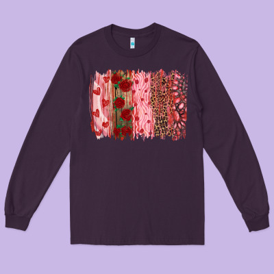 Valentine's Day Brushstrokes Long Sleeve Tee Designed By Ranaportraitstore