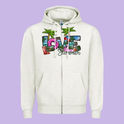 Love Summer Zipper Hoodie Designed By Sublimationcraftshop