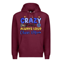Burgundy crazy proud always loud cheer mom Premium Hoodie - MaliasSmallBusiness