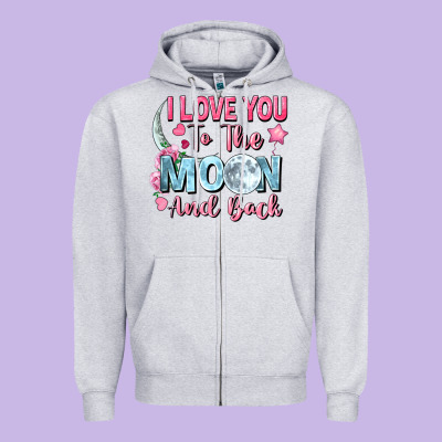 I Love You To The Moon And Back Zipper Hoodie Designed By Fadigitalartstudio