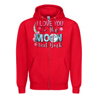 Red i love you to the moon and back Zipper Hoodie - FaDigitalArtStudio