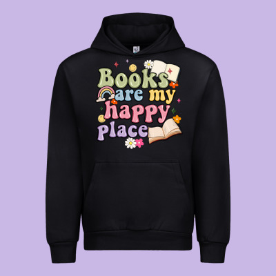 Books Are My Happy Place Urban Hoodie Designed By Maliassmallbusiness