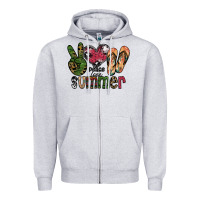 Heather Grey peace love summer Zipper Hoodie - SublimationCraftShop