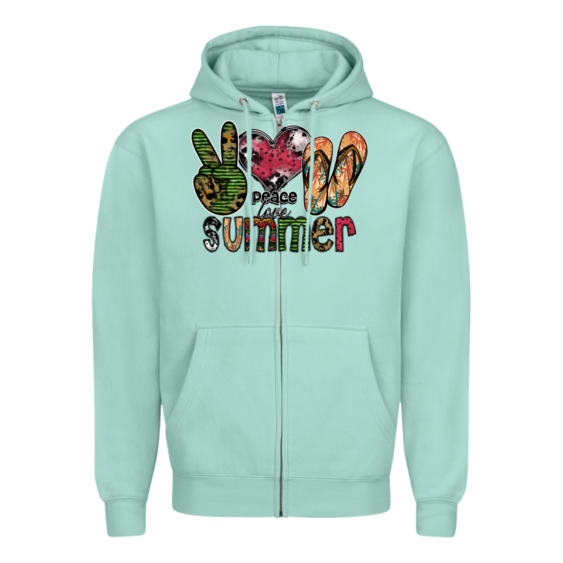 Peace Love Summer Zipper Hoodie by SublimationCraftShop | Teevron