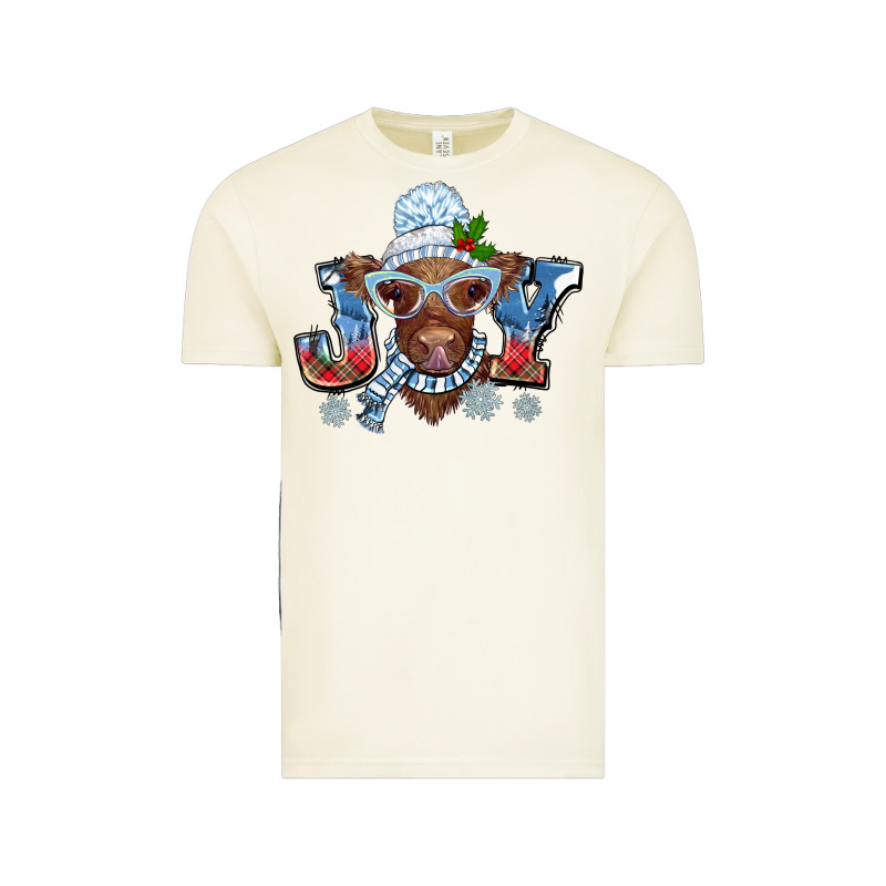 Christmas Snow Cow Joy Vintage Tee by BarkalooDesign | Teevron