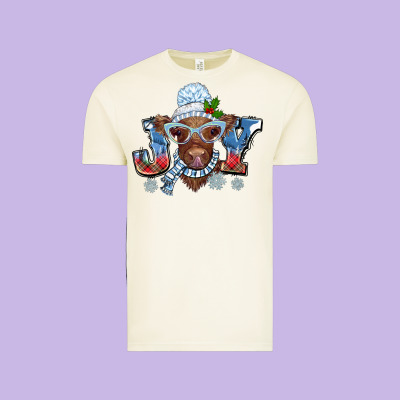 Christmas Snow Cow Joy Vintage Tee Designed By Barkaloodesign