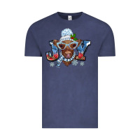 Vintage Denim Christmas snow cow joy Vintage Tee - BarkalooDesign