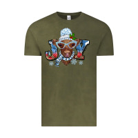 Vintage Olive Christmas snow cow joy Vintage Tee - BarkalooDesign