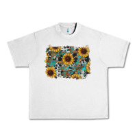 Lunar Rock western sunflowers turquoise cowhide background Urban Heavy Tee - RanaPortraitStore