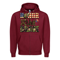 Burgundy Honor the brave 4th of july Zipper Hoodie - CowGirlArtShop