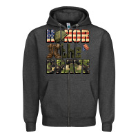 Charcoal Heather Honor the brave 4th of july Zipper Hoodie - CowGirlArtShop