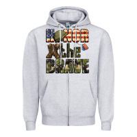 Heather Grey Honor the brave 4th of july Zipper Hoodie - CowGirlArtShop