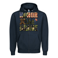 Navy Honor the brave 4th of july Zipper Hoodie - CowGirlArtShop