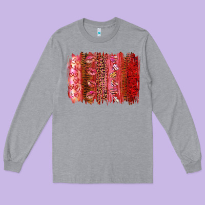 Valentine's Day Brushstroke Long Sleeve Tee Designed By Ranaportraitstore