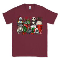 Burgundy Christmas cartoon characters coffee cups Classic Tee - Zillion Design Studio