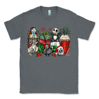 Charcoal Heather Christmas cartoon characters coffee cups Classic Tee - Zillion Design Studio