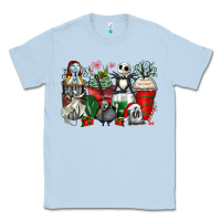 Dusty Blue Christmas cartoon characters coffee cups Classic Tee - Zillion Design Studio