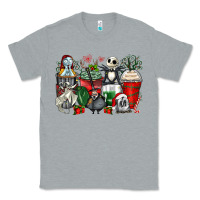 Heather Grey Christmas cartoon characters coffee cups Classic Tee - Zillion Design Studio