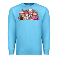 Ocean Blue pink Christmas winter snowman coffee Premium Sweatshirt - Jasminsmagicworld