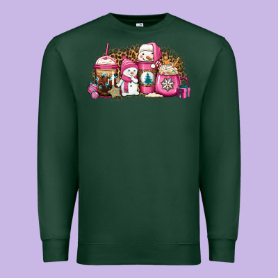 Pink Christmas Winter Snowman Coffee Premium Sweatshirt Designed By Jasminsmagicworld