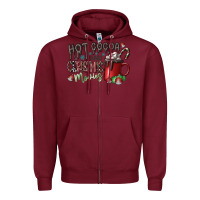 Burgundy hot cocoa and christmas movies Zipper Hoodie - CowhideDigitalArt