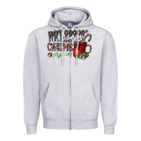 Heather Grey hot cocoa and christmas movies Zipper Hoodie - CowhideDigitalArt