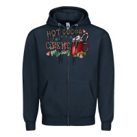 Navy hot cocoa and christmas movies Zipper Hoodie - CowhideDigitalArt
