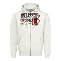 Oatmeal Heather hot cocoa and christmas movies Zipper Hoodie - CowhideDigitalArt