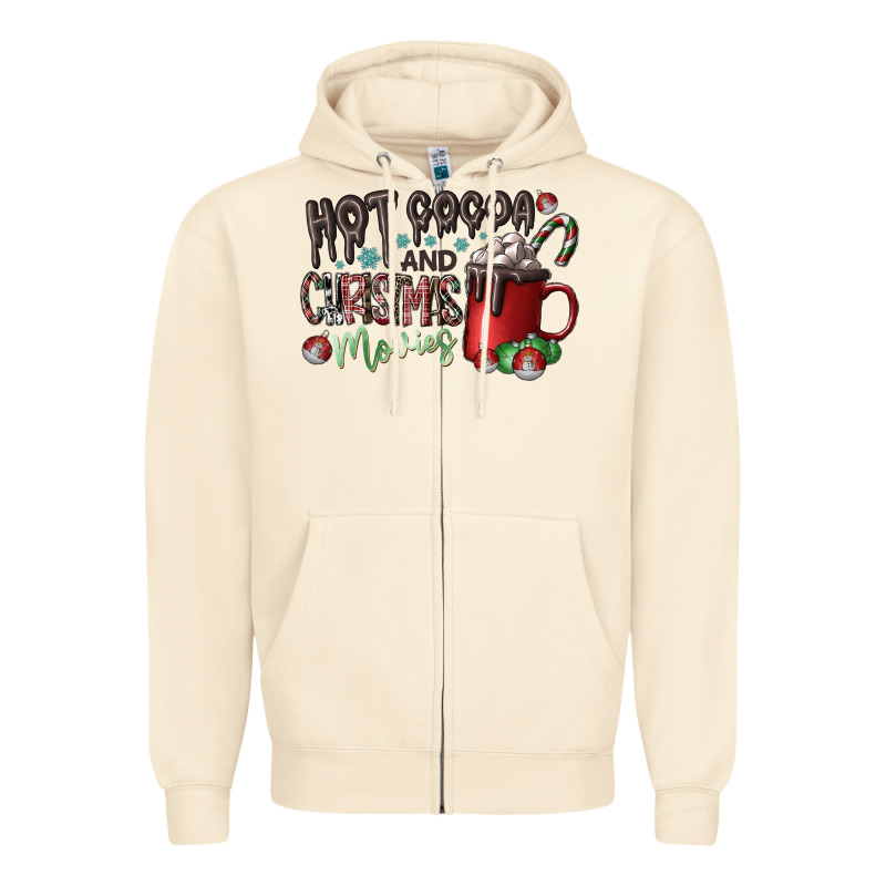 Hot Cocoa And Christmas Movies Zipper Hoodie by CowhideDigitalArt | Teevron