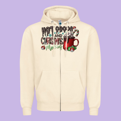 Hot Cocoa And Christmas Movies Zipper Hoodie Designed By Cowhidedigitalart
