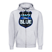 Heather Grey I back the blue 4th of July Zipper Hoodie - CowGirlArtShop