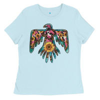 Baby Blue pinky western sunflower thunderbird Ladies Tee - BarkalooDesign