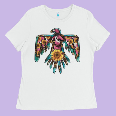 Pinky Western Sunflower Thunderbird Ladies Tee Designed By Barkaloodesign