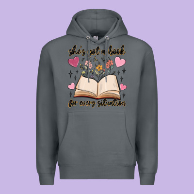 She's Got A Book For Every Situation Premium Hoodie Designed By Maliassmallbusiness