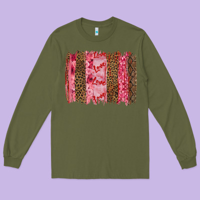 Valentine's Day Love Brushstrokes Long Sleeve Tee Designed By Ranaportraitstore