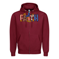 Burgundy Faith USA flag sunflower Zipper Hoodie - Neo Western