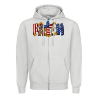 Dove Grey Faith USA flag sunflower Zipper Hoodie - Neo Western