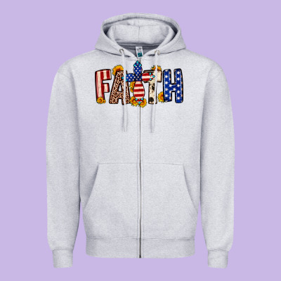 Faith Usa Flag Sunflower Zipper Hoodie Designed By Neo Western