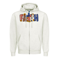 Oatmeal Heather Faith USA flag sunflower Zipper Hoodie - Neo Western