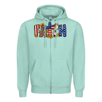 Seafoam Faith USA flag sunflower Zipper Hoodie - Neo Western