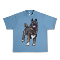 Pebble Blue American akita Urban Heavy Tee - RanaPortraitStore