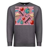 Charcoal Heather Teacher Seamless Pattern Premium Sweatshirt - BundleAndBundleShop