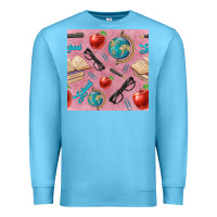 Ocean Blue Teacher Seamless Pattern Premium Sweatshirt - BundleAndBundleShop
