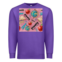 Purple Teacher Seamless Pattern Premium Sweatshirt - BundleAndBundleShop
