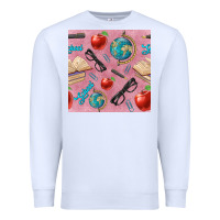 White Teacher Seamless Pattern Premium Sweatshirt - BundleAndBundleShop