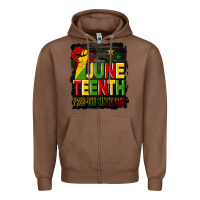 Chestnut juneteenth fist free ish since 1865 with background Zipper Hoodie - HRA Design Shop