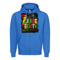 True Royal juneteenth fist free ish since 1865 with background Zipper Hoodie - HRA Design Shop
