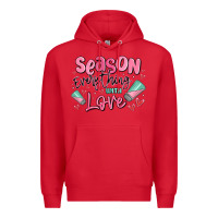 Red season everything with love Premium Hoodie - MaliasSmallBusiness