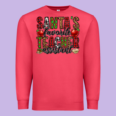 Santa's Favorite Teacher Assistant Premium Sweatshirt Designed By Jasminsmagicworld